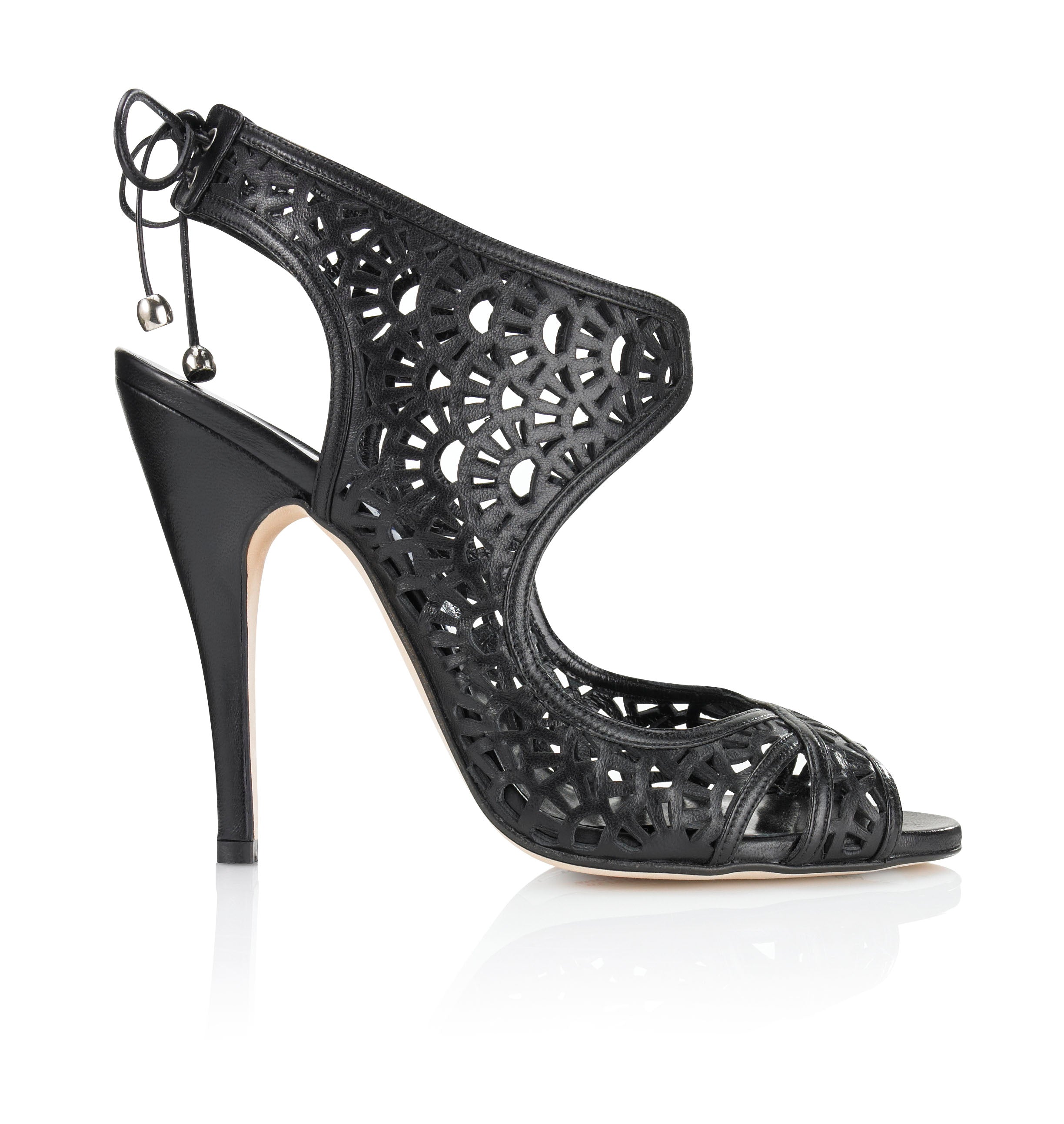 AKALA Laser Cut Detail Black Sandals