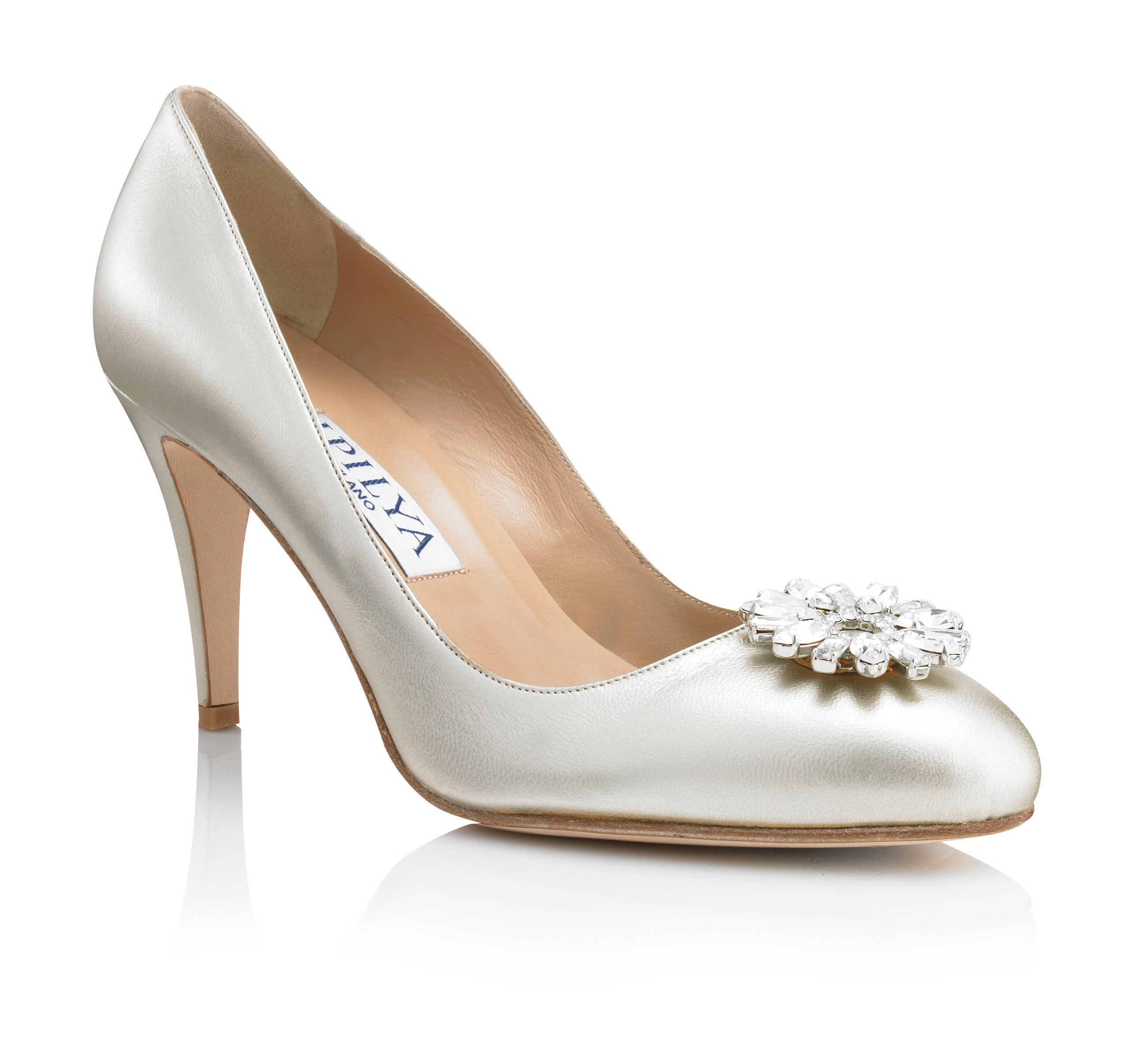 ORANA Swarovski Crystal Flower Gold Pumps