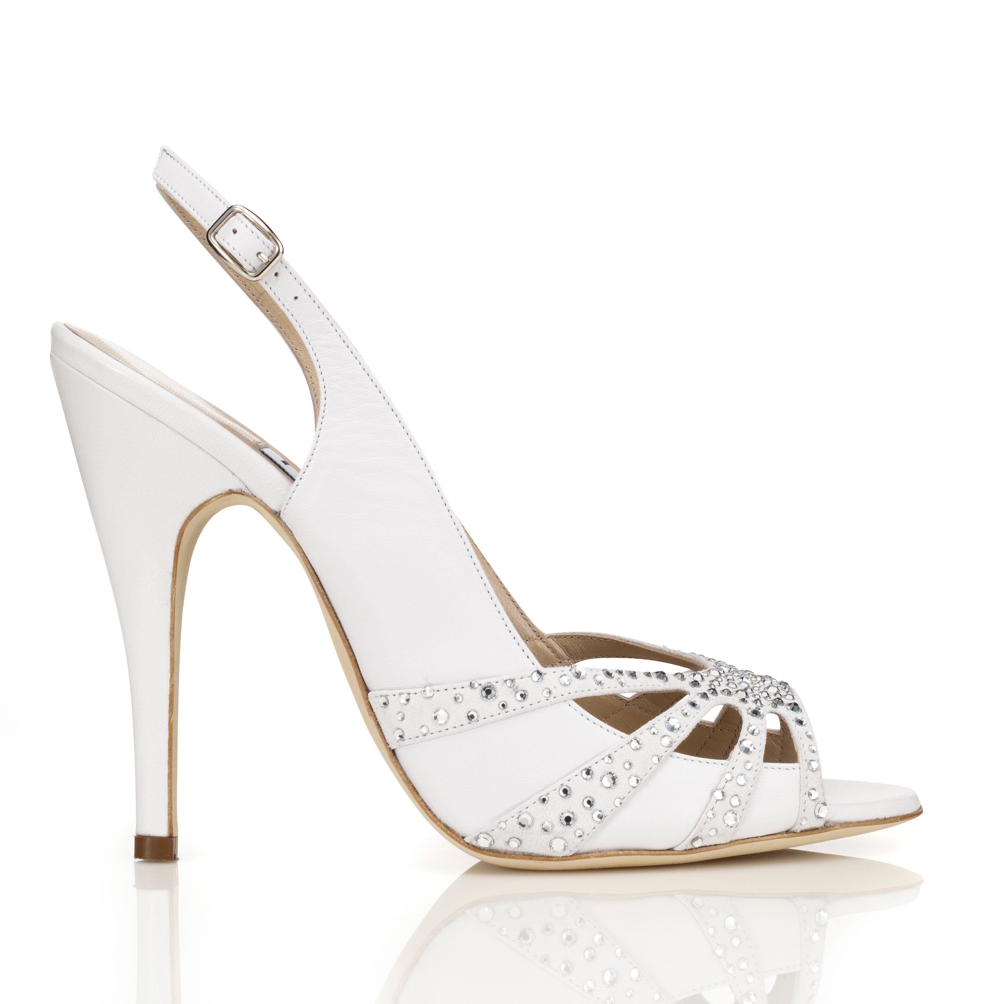 NARDU Swarovski Crystal White Sandals